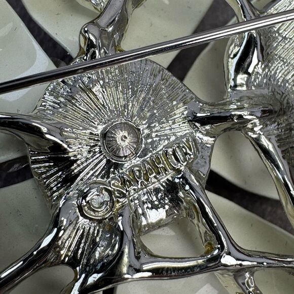 Sarah Coventry Vintage Brooch & Clip Earrings Flower Enamel - Picture 8 of 8